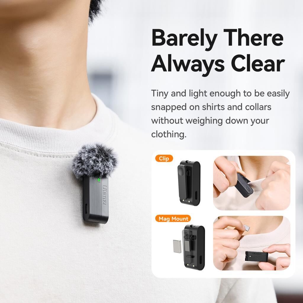 Ulanzi A100 İki Kişilik Kablosuz Yaka Mikrofon Seti (Type-C ve 3.5mm TRS)