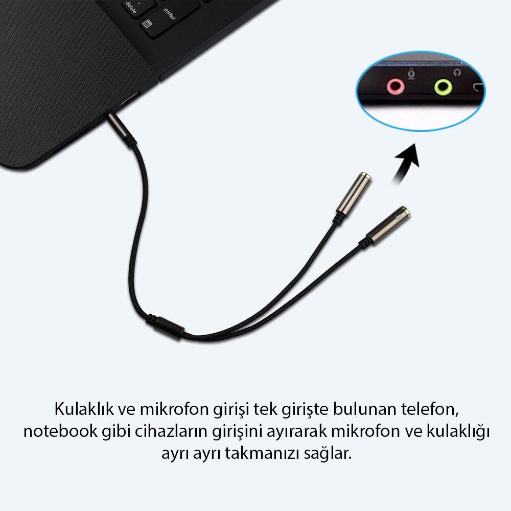 Mikrofon ve Kulaklık Ayırıcı Kablo Yüksek Kalite