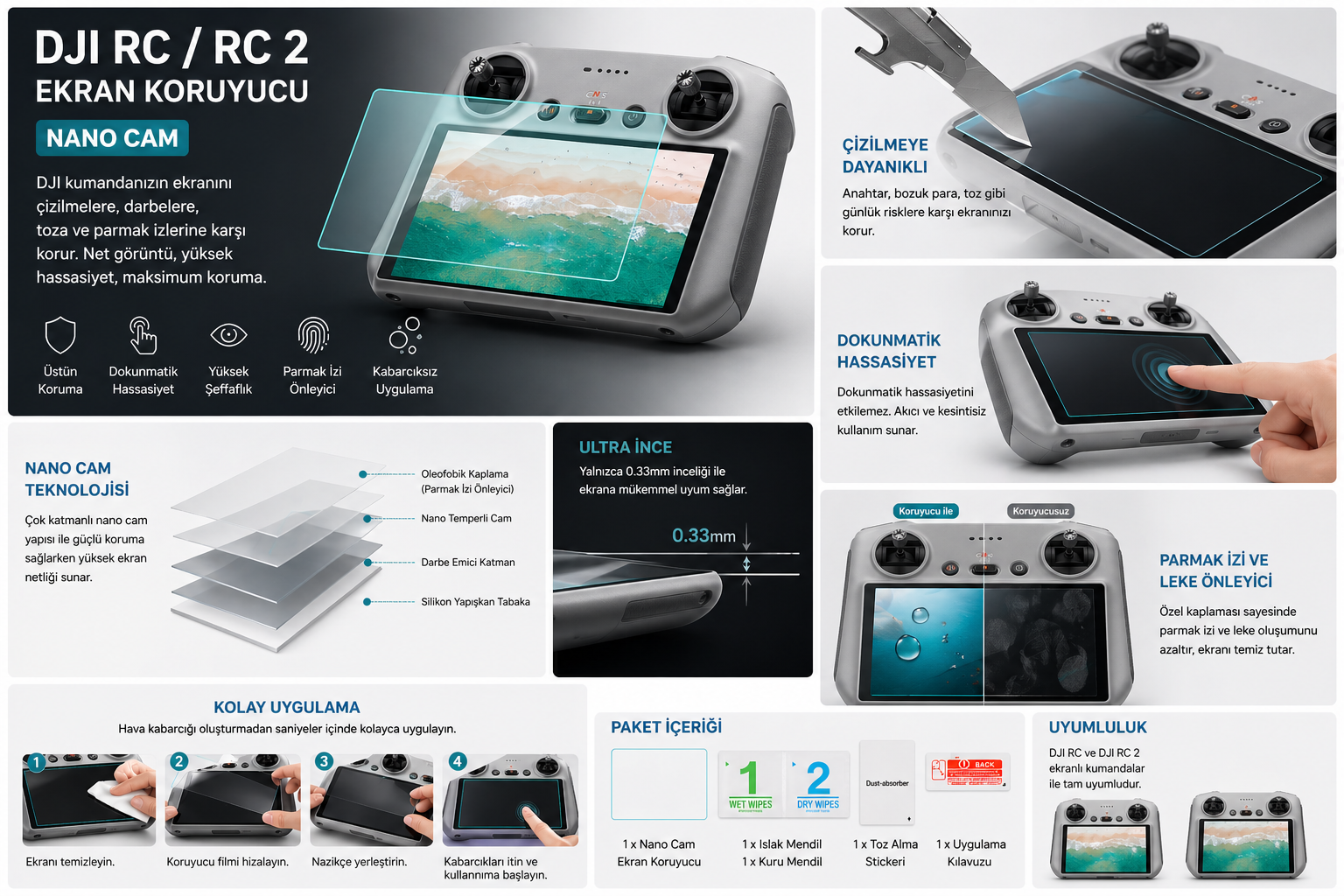DJI RC RC 2 Ekran Koruyucu