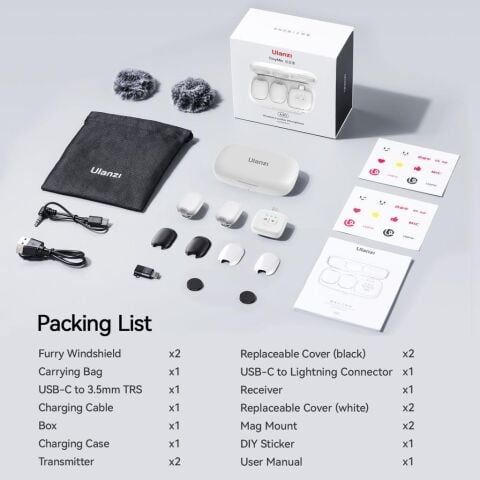 Ulanzi A30 Tiny 2 Kişilik Mikrofon Seti - Beyaz