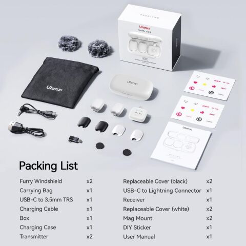 Ulanzi A30 Tiny 2 Kişilik Mikrofon Seti - Beyaz