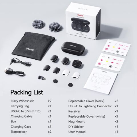 Ulanzi A30 Tiny 2 Kişilik Mikrofon Seti - Siyah