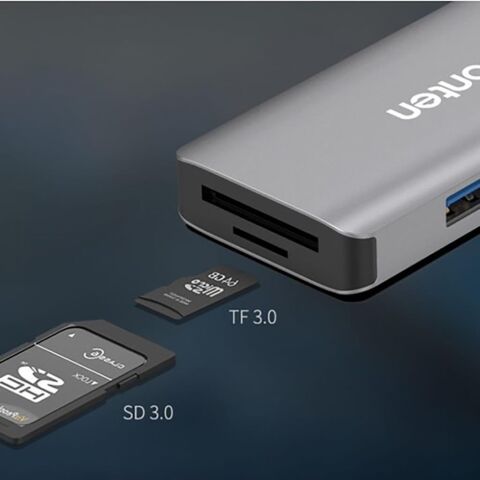 Onten HDMI to VGA Adapter with Audio SD/T-Flash/CF Card Reader+USB3.0x2