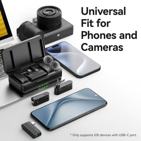 Ulanzi A100 İki Kişilik Kablosuz Yaka Mikrofon Seti (Type-C ve 3.5mm TRS)