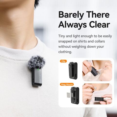 Ulanzi A100 İki Kişilik Kablosuz Yaka Mikrofon Seti (Type-C ve 3.5mm TRS)