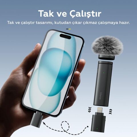 Ulanzi WM-10 Iphone 11/12/13/14 Uyumlu Kablosuz Yaka Mikrofonu