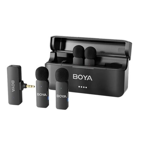 Boya BY-V4 4 Kişilik Şarj Kutulu Kablosuz Mikrofon Seti - 3.5mm TRS