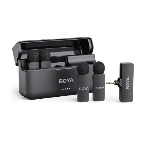 Boya BY-V4 4 Kişilik Şarj Kutulu Kablosuz Mikrofon Seti - 3.5mm TRS