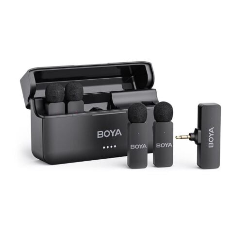 Boya BY-V4 4 Kişilik Şarj Kutulu Kablosuz Mikrofon Seti - 3.5mm TRS