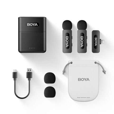 Boya BY-V3 İki Kişilik Iphone 11/12/13/14 Lightning Uyumlu Kablosuz Yaka Mikrofonu