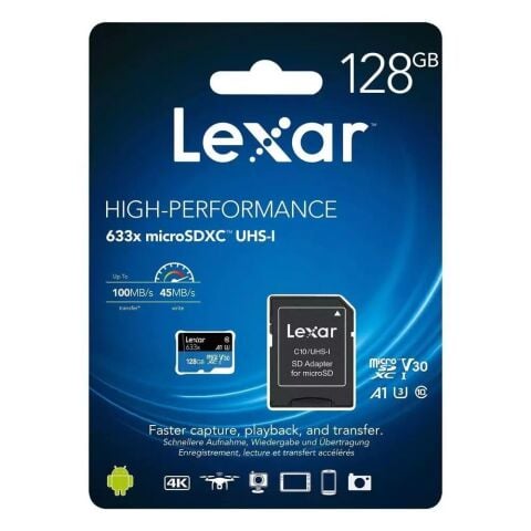 Lexar 128GB 100mb/s 633x MicroSDXC 4K Hafıza Kartı