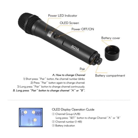 Boya BY-WM8 Pro Kit-3 Kablosuz El Mikrofonu Seti