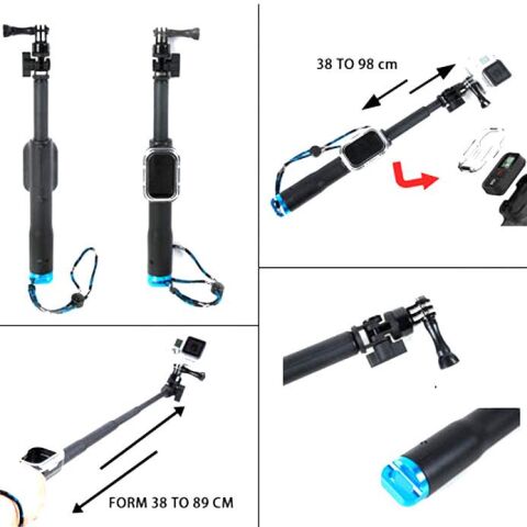 Gopro İçin Kumanda Aparatlı Suya Dayanıklı Monopod