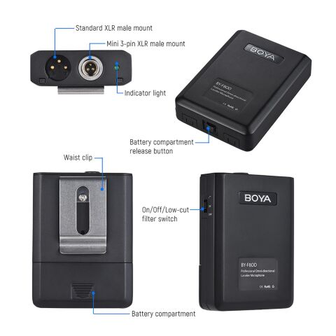 Boya BY-F8OD Çok Yönlü Akustik Vokal Yaka Mikrofon