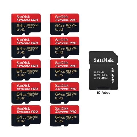 Sandisk Extreme Pro 64GB 200mb/s MicroSDXC Hafıza Kartı (10 Adet)