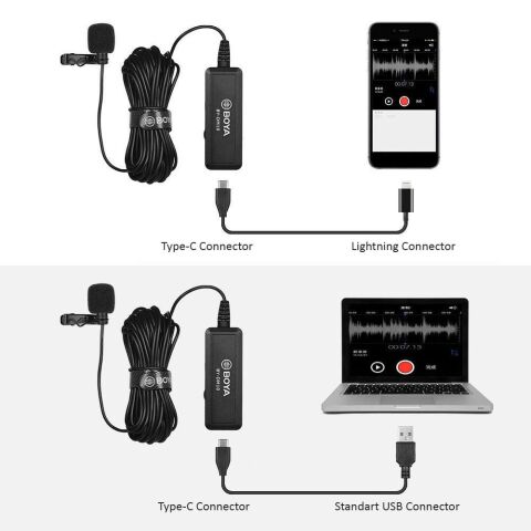 Boya BY-DM10 PC Iphone Telefon Yaka Mikrofonu