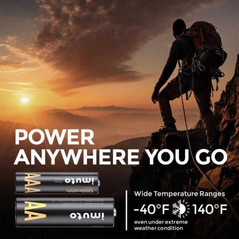 Imuto 3000mWh AA & 1300mWh AAA Lityum Şarjlı Pil Seti (4+4) Yuvalı Şarj Ünitesi