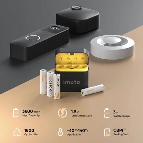 Imuto 3600mWh AA Şarj Edilebilir Lityum Pil Seti (4’lü) Hızlı Şarj Cihazı