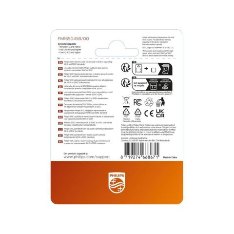 Philips 16GB Ultra Hızlı UHS-I SDHC Hafıza Kartı (FM16SD45B/00)