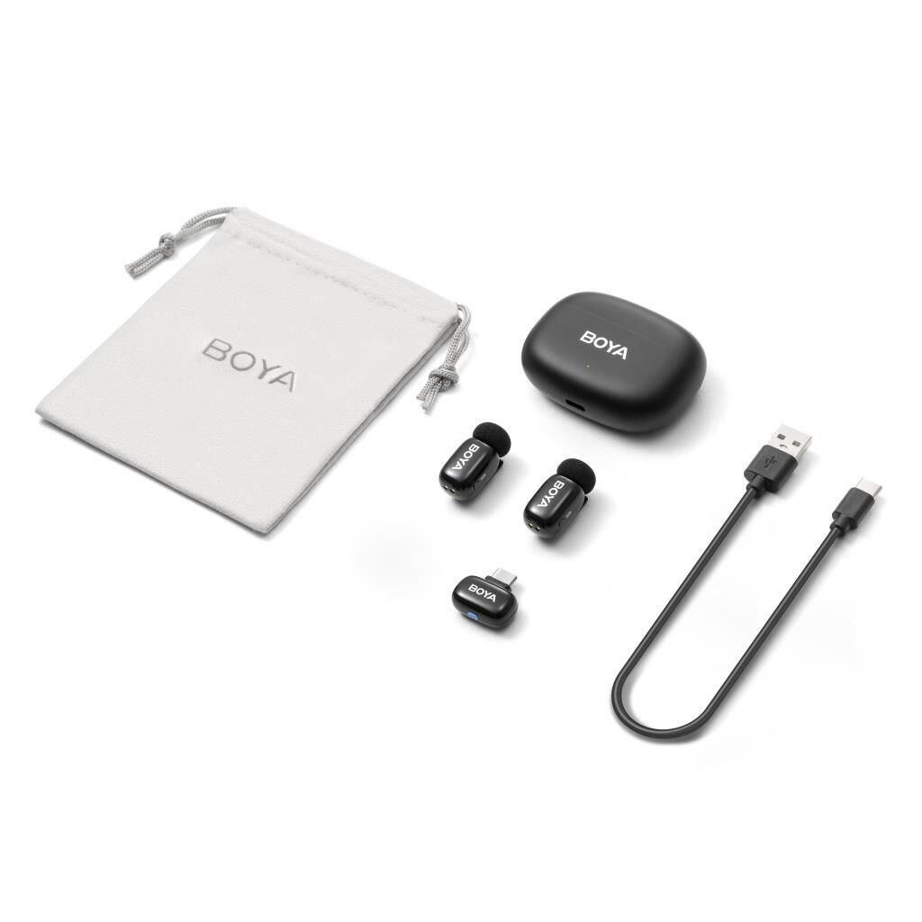 BOYA Mini 2 AI Kablosuz Yaka Mikrofonu Type-C Mat Siyah - SKU02