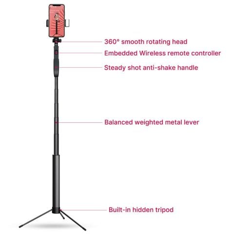 Ulanzi MT-53 El Sarsıntı Önleyici Bluetooth Tripod Selfie Çubuğu