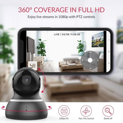 Yi Dome 1080p 360° Gece Görüşlü  IP Kamera Siyah
