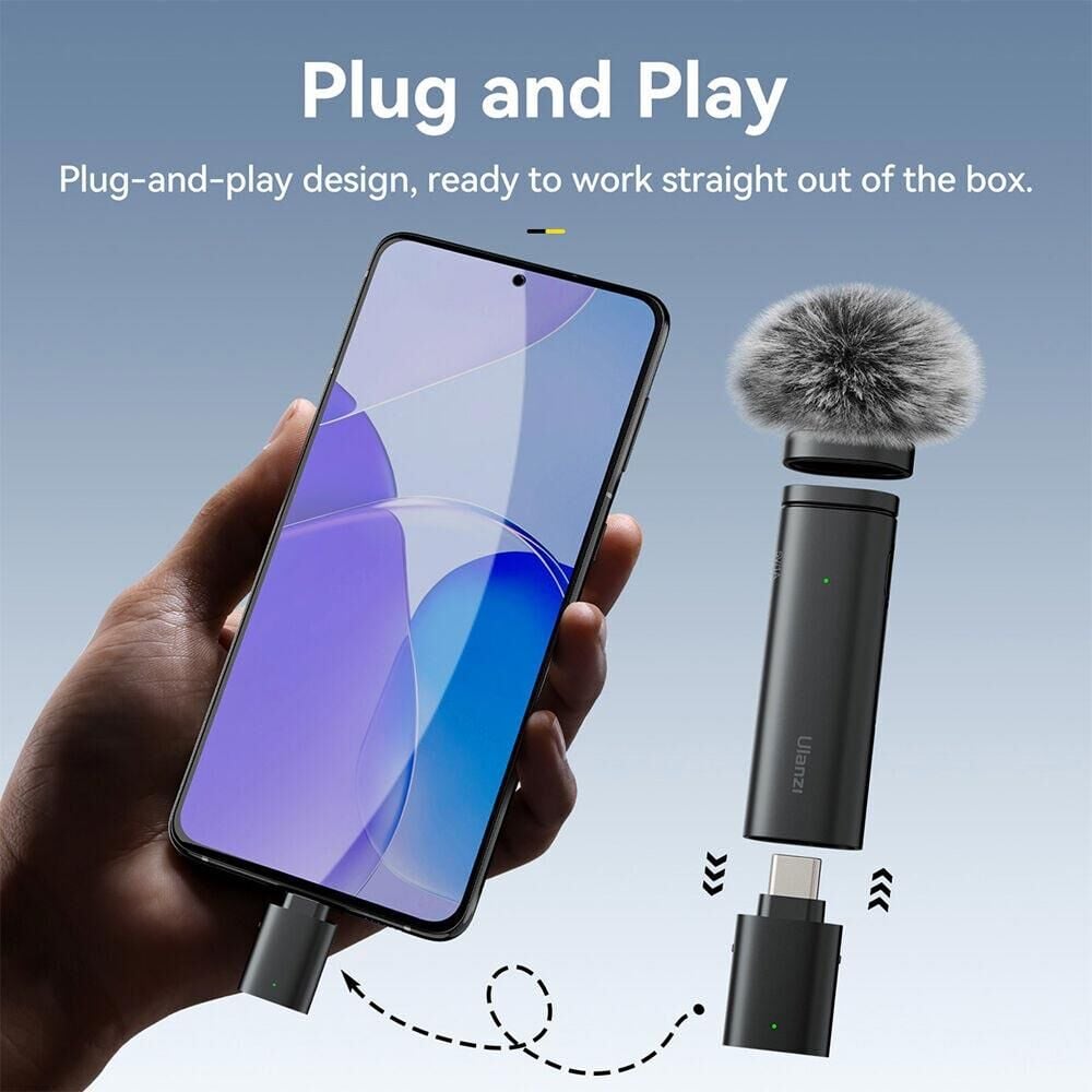 Ulanzi WM-10 Akıllı Telefon veya Tabletler için Kablosuz Klipsli Mikrofon (Type-C) - 3328A