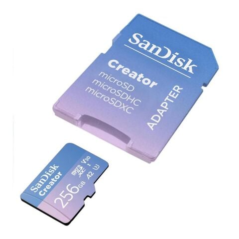 SanDisk Creator 256GB 190/130MB/s UHS-I U3 A2 V30 256 GB Micro SD Hafıza Kartı - SDSQXAV-256G-IN6M