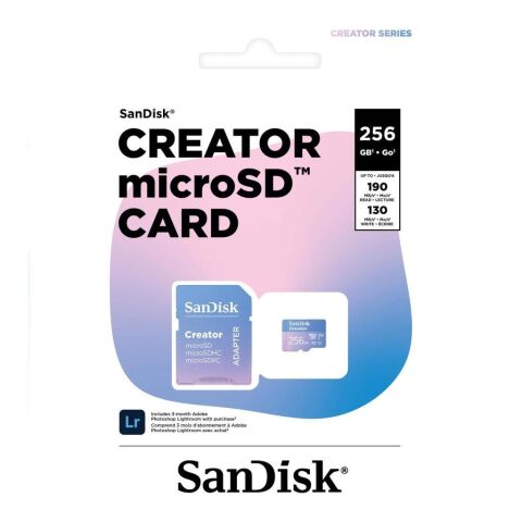 SanDisk Creator 256GB 190/130MB/s UHS-I U3 A2 V30 256 GB Micro SD Hafıza Kartı - SDSQXAV-256G-IN6M