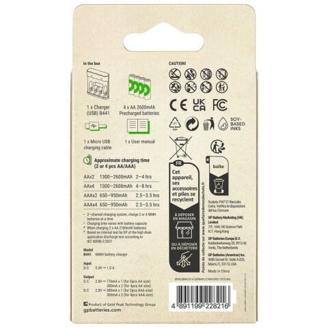 Gp Recyko Şarj Cihazı ve 4x2600 Mah AA Pil