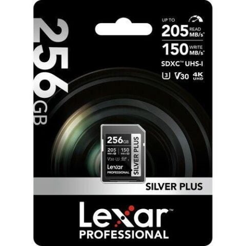 Lexar Professional 256GB 205 MB/s Silver Plus SD Hafıza Kartı