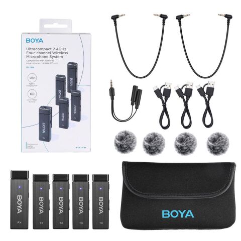 Boya BY-W4 Ultra Kompakt Dört Kanallı Kablosuz Mikrofon Sistemi