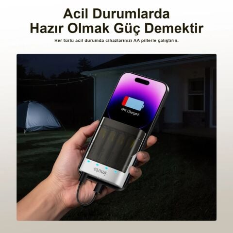 Imuto 3600mWh AA Şarj Edilebilir Pil + Power Case Şarj Kiti (4’lü Paket)