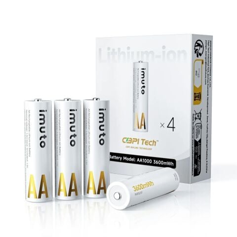 Imuto 3600mWh AA Şarj Edilebilir Lityum Pil (4’lü Paket)