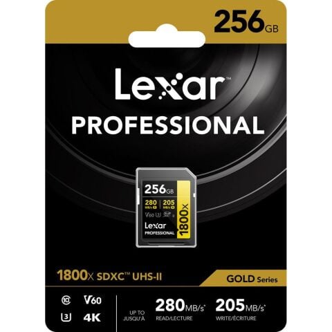 Lexar Professional 256GB 1800X 280 MB/s 4K V60 SDXC Hafıza Kartı