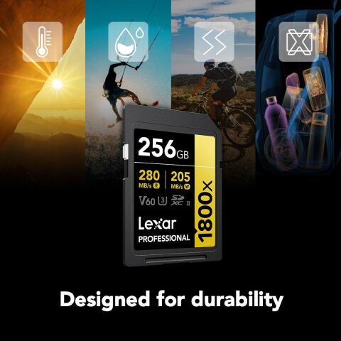 Lexar Professional 256GB 1800X 280 MB/s 4K V60 SDXC Hafıza Kartı
