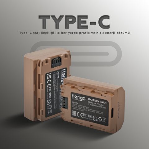 Herigo NP-FZ100-C 2280mAh Type-C Şarjlı Batarya (NP-FZ100 Uyumlu)