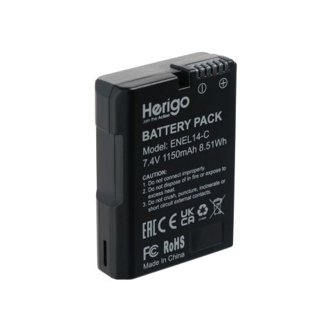 Herigo EN-EL14-C 1150mAh Type-C Şarjlı Batarya (EN-EL14 Uyumlu)