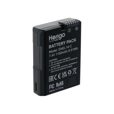 Herigo EN-EL14-C 1150mAh Type-C Şarjlı Batarya (EN-EL14 Uyumlu)