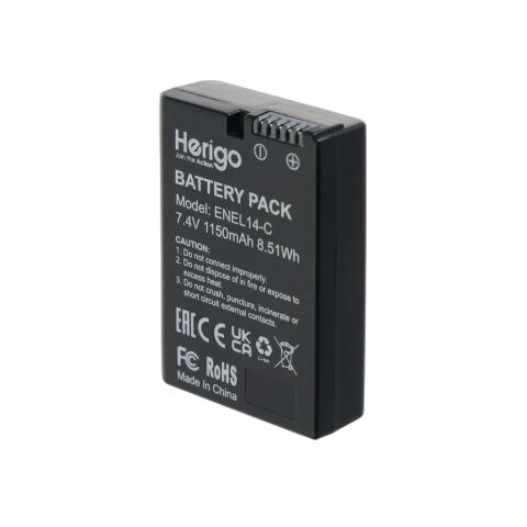 Herigo EN-EL14-C 1150mAh Type-C Şarjlı Batarya (EN-EL14 Uyumlu)