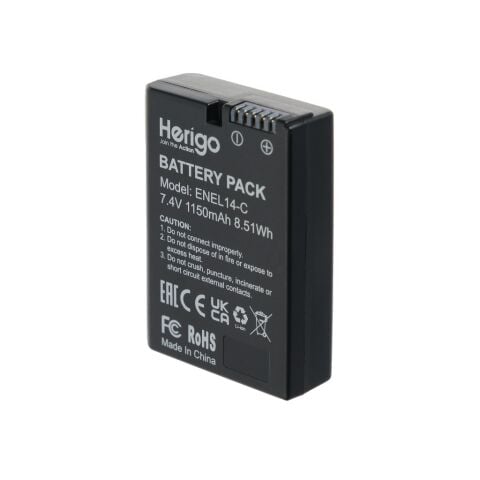 Herigo EN-EL14-C 1150mAh Type-C Şarjlı Batarya (EN-EL14 Uyumlu)