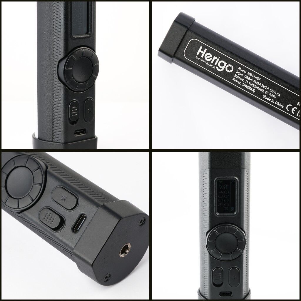 Herigo HR-PH007 60cm RGB LED Tube Video Light 2500-9900K Type-C Şarjlı Işık