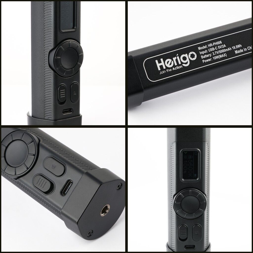 Herigo HR-PH006 32cm RGB LED Tube Video Light 2500-9900K Type-C Şarjlı Işık