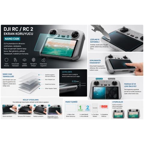 ClasCase Dji RC / RC 2 Ekranlı Kumanda Ekran Koruyucu Nano