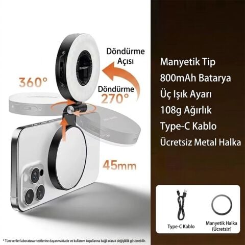 Herigo HR-PH010 Aynalı Manyetik Selfie Işığı Telefon Standı