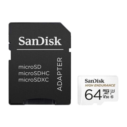 Sandisk 64GB 100mb/s U3 UHS-I V30 MicroSDXC Hafıza Kartı ve SD Adaptör - SDSQQNR-064G-GN6IA