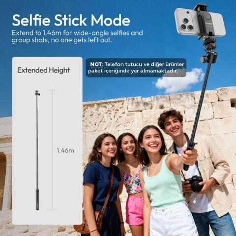 Ulanzi TT24 CKA 146cm Quick Release Selfie Stick Tripod Siyah - S044