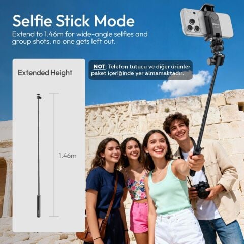 Ulanzi TT24 CKA 146cm Quick Release Selfie Stick Tripod Siyah - S044