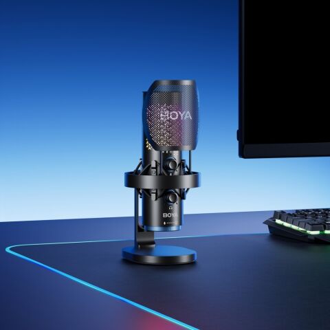 BOYA K5 - BOYA K5 Kablosuz Bağlantılı RGB Aydınlatmalı USB Condenser Mikrofon