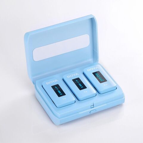 Boya BY-XM6-K2B Kablosuz İkili Yaka Mikrofonu (Mavi)